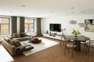 living room and dining area, home in Chorley